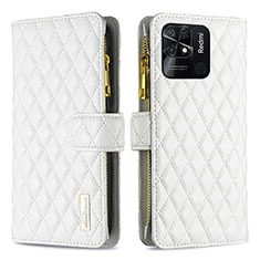 Custodia Portafoglio In Pelle Cover con Supporto B12F per Xiaomi Redmi 10 Power Bianco