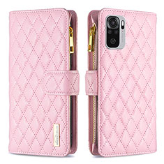 Custodia Portafoglio In Pelle Cover con Supporto B12F per Xiaomi Redmi Note 10 4G Oro Rosa