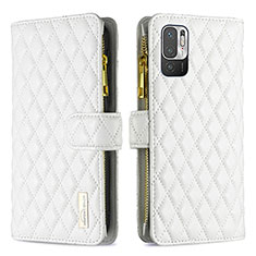 Custodia Portafoglio In Pelle Cover con Supporto B12F per Xiaomi Redmi Note 10 5G Bianco