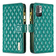 Custodia Portafoglio In Pelle Cover con Supporto B12F per Xiaomi Redmi Note 10 5G Verde