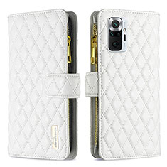 Custodia Portafoglio In Pelle Cover con Supporto B12F per Xiaomi Redmi Note 10 Pro 4G Bianco