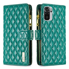 Custodia Portafoglio In Pelle Cover con Supporto B12F per Xiaomi Redmi Note 10S 4G Verde