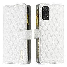 Custodia Portafoglio In Pelle Cover con Supporto B12F per Xiaomi Redmi Note 11S 4G Bianco