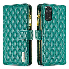 Custodia Portafoglio In Pelle Cover con Supporto B12F per Xiaomi Redmi Note 11S 4G Verde