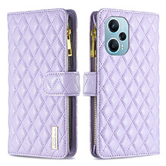 Custodia Portafoglio In Pelle Cover con Supporto B12F per Xiaomi Redmi Note 12 Turbo 5G Viola