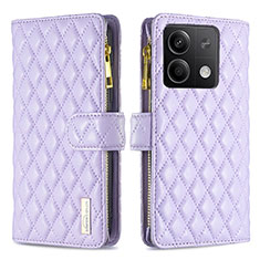 Custodia Portafoglio In Pelle Cover con Supporto B12F per Xiaomi Redmi Note 13 5G Viola