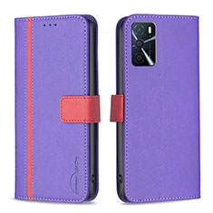 Custodia Portafoglio In Pelle Cover con Supporto B13F per Oppo A16 Viola