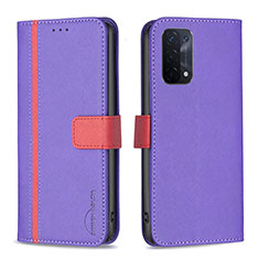 Custodia Portafoglio In Pelle Cover con Supporto B13F per Oppo A74 5G Viola