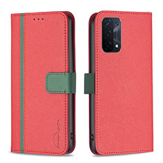 Custodia Portafoglio In Pelle Cover con Supporto B13F per Oppo A93 5G Rosso