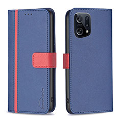 Custodia Portafoglio In Pelle Cover con Supporto B13F per Oppo Find X5 5G Blu