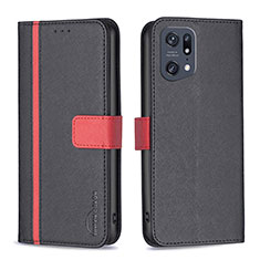 Custodia Portafoglio In Pelle Cover con Supporto B13F per Oppo Find X5 Pro 5G Nero