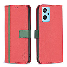 Custodia Portafoglio In Pelle Cover con Supporto B13F per Oppo K10 4G Rosso