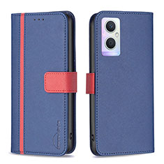 Custodia Portafoglio In Pelle Cover con Supporto B13F per Oppo Reno8 Z 5G Blu