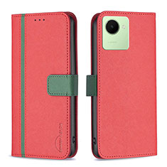 Custodia Portafoglio In Pelle Cover con Supporto B13F per Realme C30s Rosso