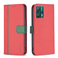 Custodia Portafoglio In Pelle Cover con Supporto B13F per Realme V25 5G Rosso