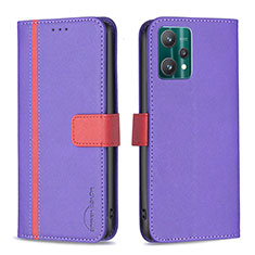 Custodia Portafoglio In Pelle Cover con Supporto B13F per Realme V25 5G Viola