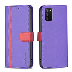 Custodia Portafoglio In Pelle Cover con Supporto B13F per Samsung Galaxy A02s Viola