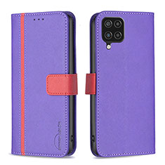 Custodia Portafoglio In Pelle Cover con Supporto B13F per Samsung Galaxy A12 5G Viola