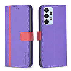 Custodia Portafoglio In Pelle Cover con Supporto B13F per Samsung Galaxy A23 4G Viola