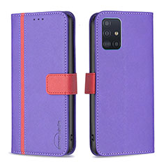 Custodia Portafoglio In Pelle Cover con Supporto B13F per Samsung Galaxy A51 5G Viola