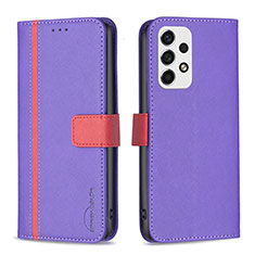 Custodia Portafoglio In Pelle Cover con Supporto B13F per Samsung Galaxy A53 5G Viola