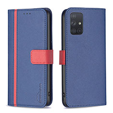 Custodia Portafoglio In Pelle Cover con Supporto B13F per Samsung Galaxy A71 5G Blu