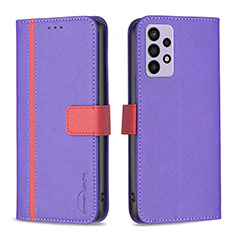 Custodia Portafoglio In Pelle Cover con Supporto B13F per Samsung Galaxy A72 4G Viola