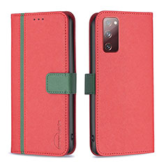 Custodia Portafoglio In Pelle Cover con Supporto B13F per Samsung Galaxy S20 FE 5G Rosso