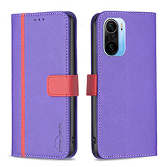 Custodia Portafoglio In Pelle Cover con Supporto B13F per Xiaomi Mi 11i 5G Viola