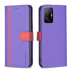 Custodia Portafoglio In Pelle Cover con Supporto B13F per Xiaomi Mi 11T 5G Viola