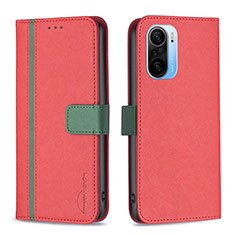 Custodia Portafoglio In Pelle Cover con Supporto B13F per Xiaomi Mi 11X 5G Rosso