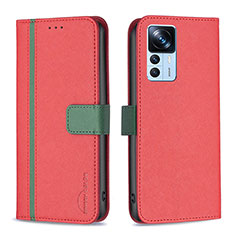 Custodia Portafoglio In Pelle Cover con Supporto B13F per Xiaomi Mi 12T 5G Rosso