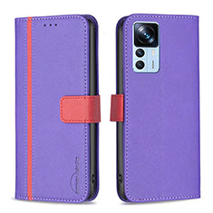 Custodia Portafoglio In Pelle Cover con Supporto B13F per Xiaomi Mi 12T 5G Viola