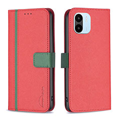 Custodia Portafoglio In Pelle Cover con Supporto B13F per Xiaomi Poco C50 Rosso