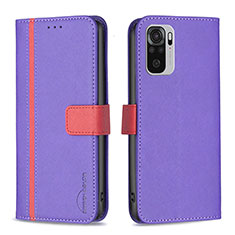 Custodia Portafoglio In Pelle Cover con Supporto B13F per Xiaomi Poco M5S Viola