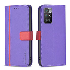 Custodia Portafoglio In Pelle Cover con Supporto B13F per Xiaomi Redmi 10 4G Viola