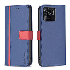 Custodia Portafoglio In Pelle Cover con Supporto B13F per Xiaomi Redmi 10 India Blu