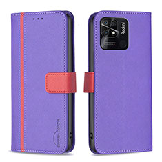 Custodia Portafoglio In Pelle Cover con Supporto B13F per Xiaomi Redmi 10C 4G Viola