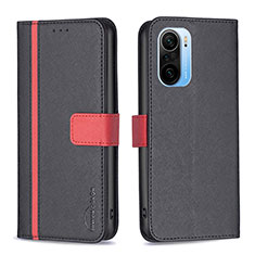 Custodia Portafoglio In Pelle Cover con Supporto B13F per Xiaomi Redmi K40 5G Nero