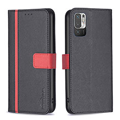 Custodia Portafoglio In Pelle Cover con Supporto B13F per Xiaomi Redmi Note 10 5G Nero