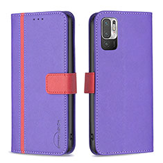 Custodia Portafoglio In Pelle Cover con Supporto B13F per Xiaomi Redmi Note 10 5G Viola