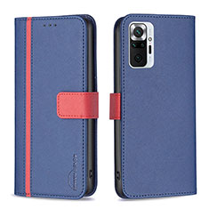 Custodia Portafoglio In Pelle Cover con Supporto B13F per Xiaomi Redmi Note 10 Pro 4G Blu