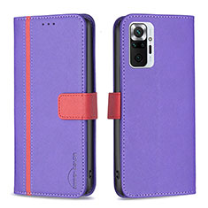 Custodia Portafoglio In Pelle Cover con Supporto B13F per Xiaomi Redmi Note 10 Pro 4G Viola