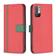 Custodia Portafoglio In Pelle Cover con Supporto B13F per Xiaomi Redmi Note 10T 5G Rosso