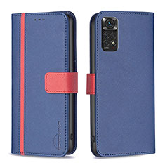 Custodia Portafoglio In Pelle Cover con Supporto B13F per Xiaomi Redmi Note 11 4G (2022) Blu