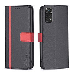 Custodia Portafoglio In Pelle Cover con Supporto B13F per Xiaomi Redmi Note 11 4G (2022) Nero