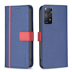 Custodia Portafoglio In Pelle Cover con Supporto B13F per Xiaomi Redmi Note 11 Pro 4G Blu