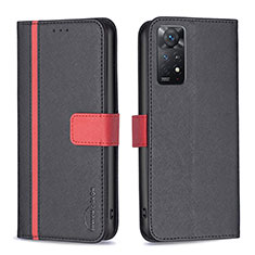 Custodia Portafoglio In Pelle Cover con Supporto B13F per Xiaomi Redmi Note 11 Pro 4G Nero