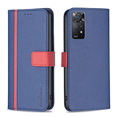 Custodia Portafoglio In Pelle Cover con Supporto B13F per Xiaomi Redmi Note 11 Pro 5G Blu