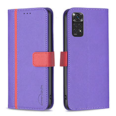 Custodia Portafoglio In Pelle Cover con Supporto B13F per Xiaomi Redmi Note 11S 4G Viola